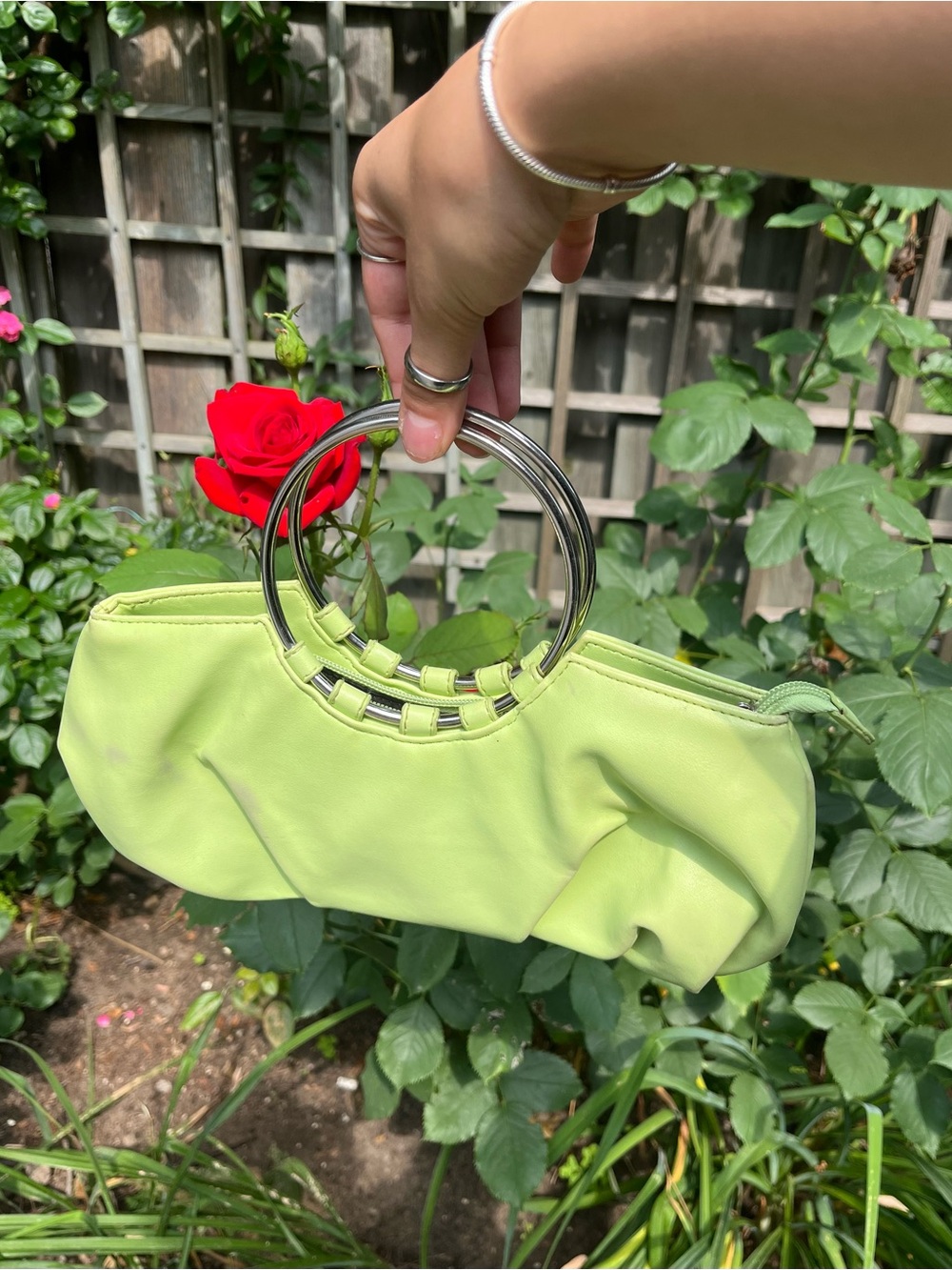 Lime Green Mini Ring-Handle Bag